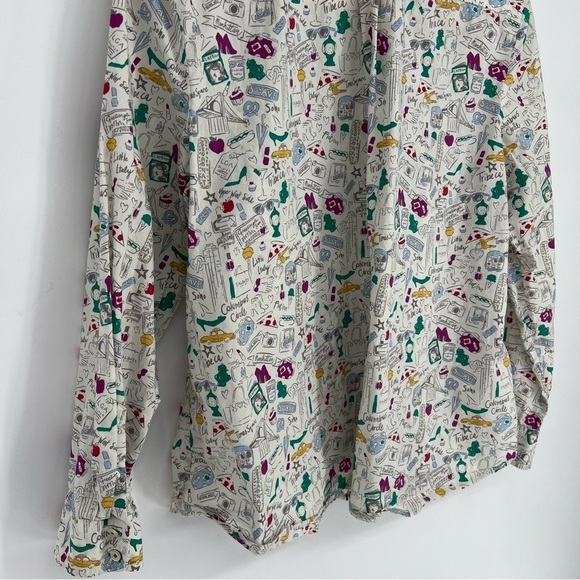 NYC DOODLE COTTON BUTTON FRONT SHIRT Talbots Plus Size XL Petite - Picture 10 of 16